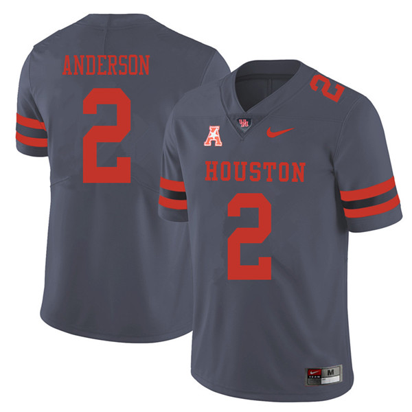 2018 Men #2 Deontay Anderson Houston Cougars College Football Jerseys Sale-Gray